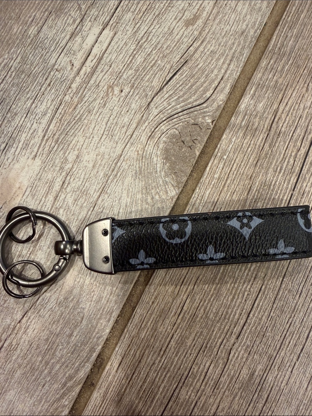 Designer-Inspired Black Monogram Key Strap